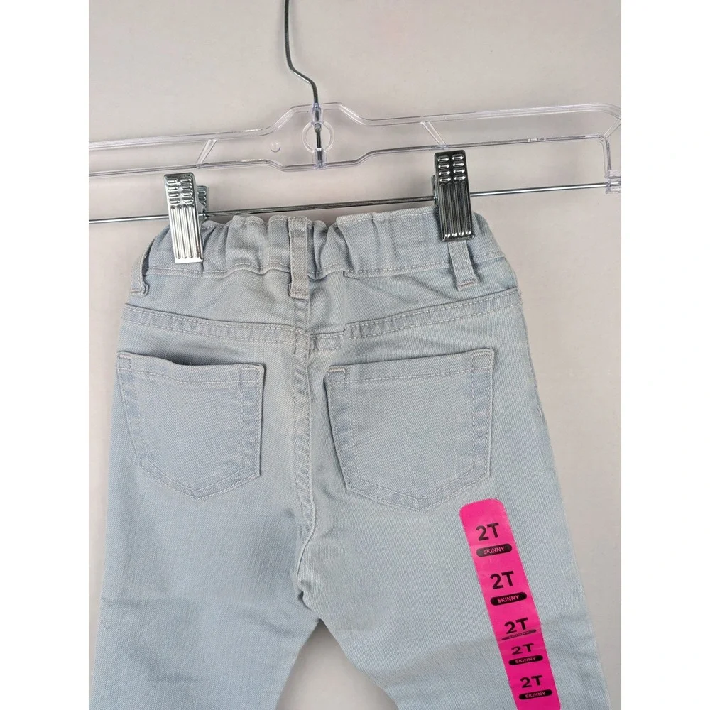 The Childrens Place Toddler Girls Light Wash Skinny Jeans Adjustable Waist 2T